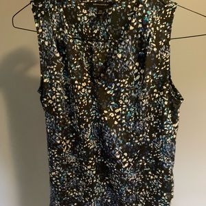 Sleeveless blouse, blue spotted v-neck, XS